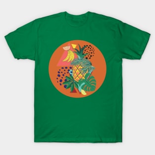 Abstract pineapple with exotic leaves T-Shirt